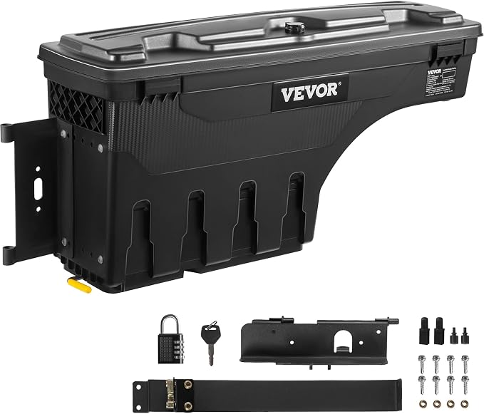 VEVOR Truck Bed Storage Box, Lockable Lid, Waterproof ABS Wheel Well Tool Box by VEVOR