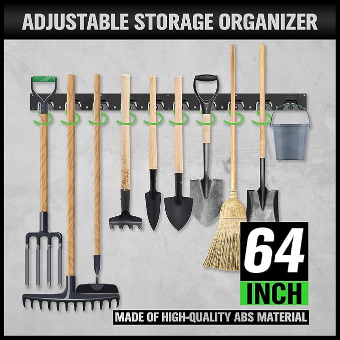 SWANLAKE Plastic 64 Inch Adjustable Storage System, Wall Mounted Hooks Tool - Image 4