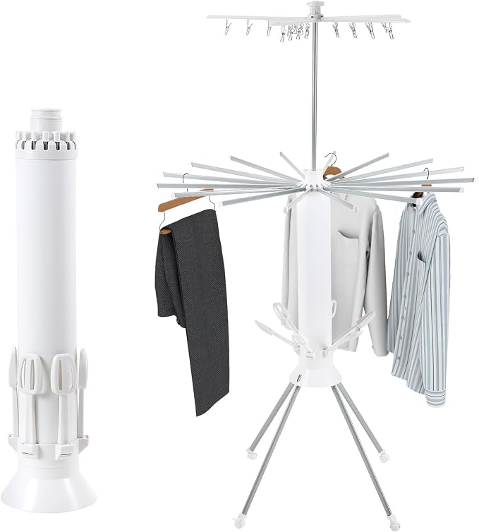 Dollate 3 Tier Portable Clothes Drying Rackwith 4 Pulleys, Indoor and Outdoor by Dollate