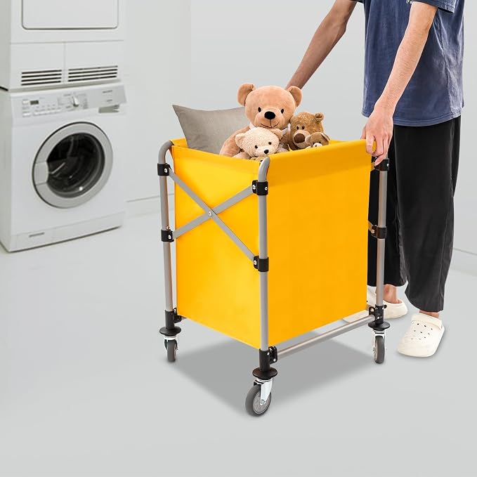 Commercial Laundry Cart with Wheels, Folding Laundry Hamper Cart, Heavy Duty - Image 6