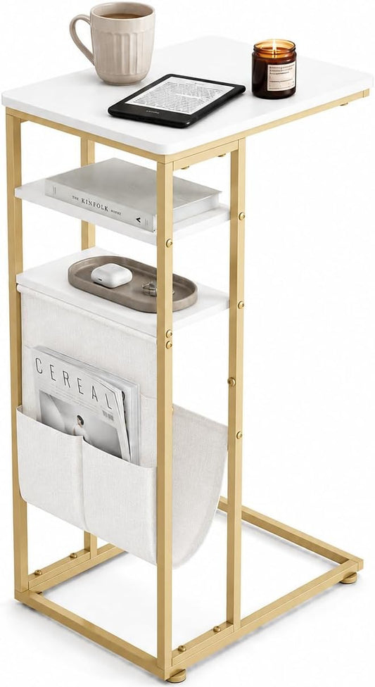 C Shaped End Table 28" 3-Tier C Table by Zexvida