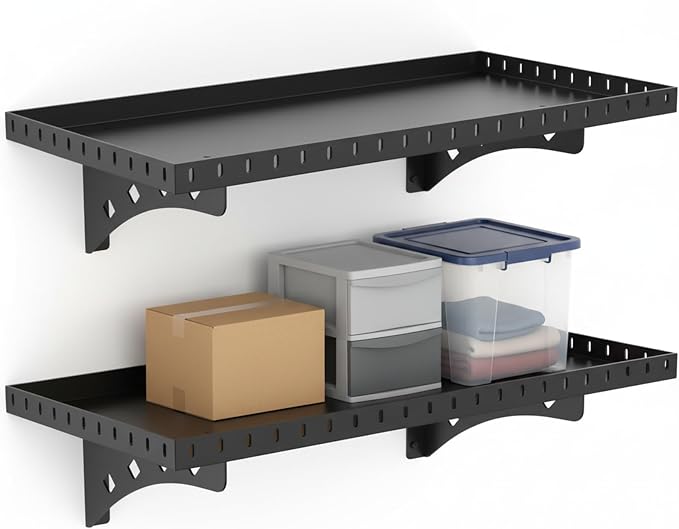 2 Pack Garage Wall Shelf, 1X2 Ft Heavy Duty Shelving, by WelcometoAXYCXINBrand