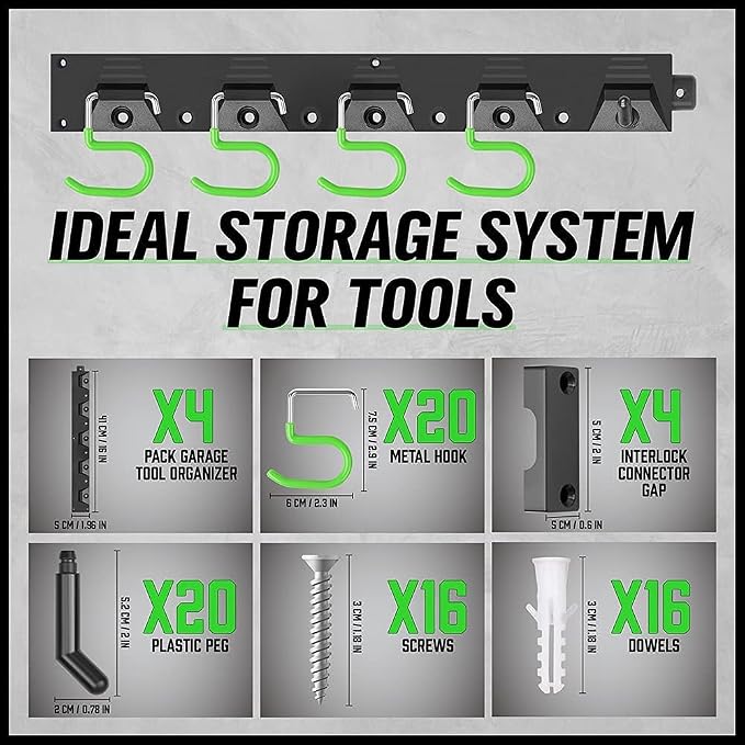 SWANLAKE Plastic 64 Inch Adjustable Storage System, Wall Mounted Hooks Tool - Image 3
