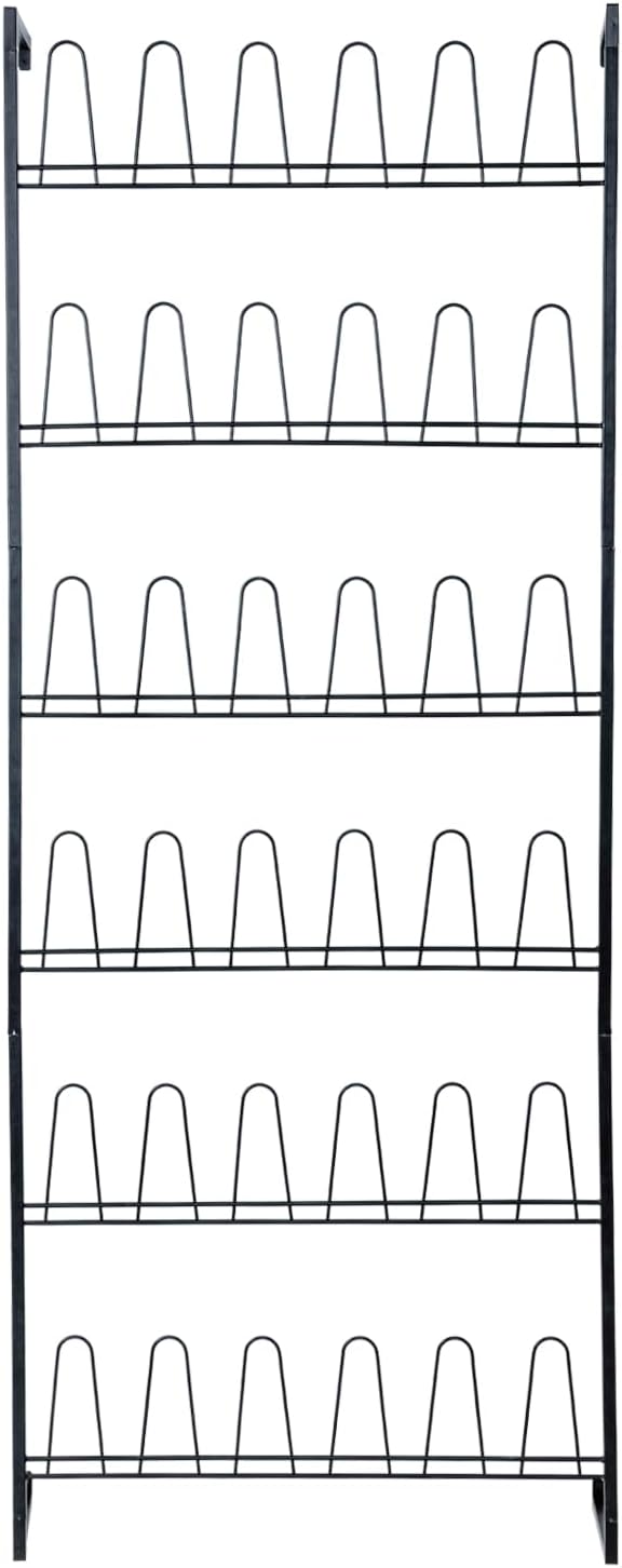 MyGift 70 Inch Black Metal Wall Mounted Shoe Rack - Image 7