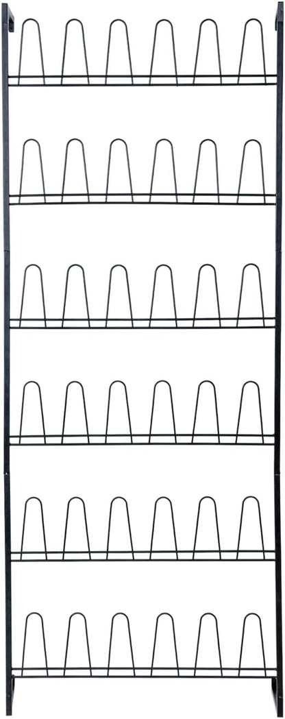 MyGift 70 Inch Black Metal Wall Mounted Shoe Rack - Image 7