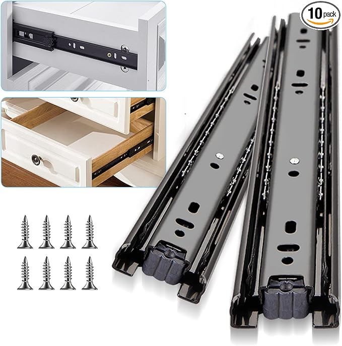 YENUO 10 Pairs 3-Fold Full Extension Drawer Slides Ball Bearing 10–24 Inch | by YENUO