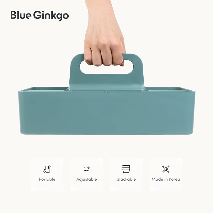 BLUE GINKGO Stackable Organizer Caddy – Korean-Made Portable Tote - Image 5