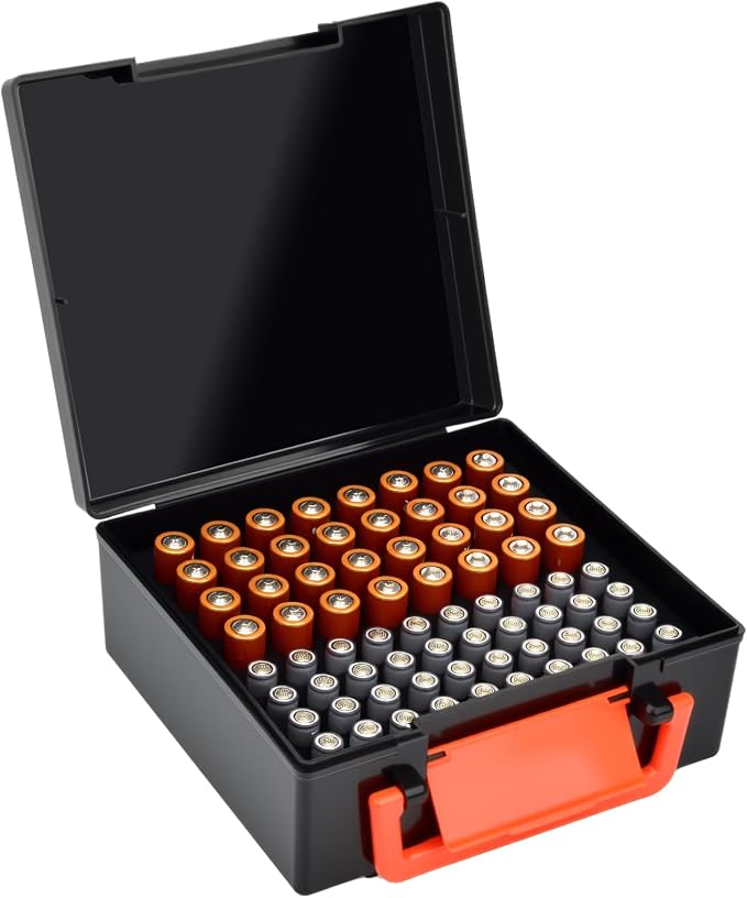 FULLCASE Battery Storage Organizer Holder Holds 72 AA AAA Batteries, Box Cases by FullcaseEasyLifeStorage