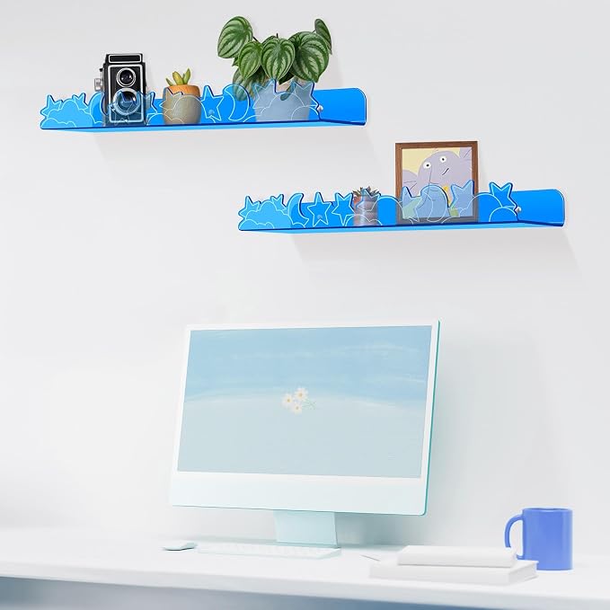 Floating Shelves for Wall, 4 Pack 15.7’’x 3.5’’Adhesive Acrylic Shelves - Image 2