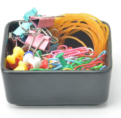 Ceramic Paper Clip Holder 2 PCS Set, Square Paper Clip Dispenser Organizer - Image 5