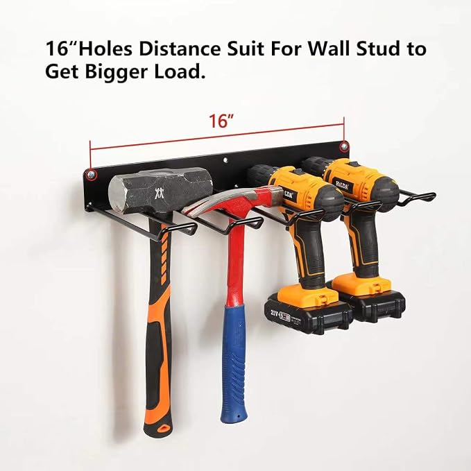 UU-Major Drill Holder Wall Mount, Power Tool Organizer, Heavy Duty Garage Tool - Image 4