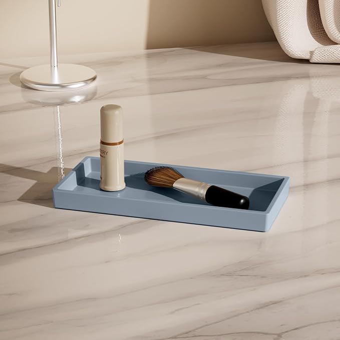 Vanity and Bathroom Tray, 6.3" ABS Countertop Organizer, Waterproof Vanity Tray - Image 4