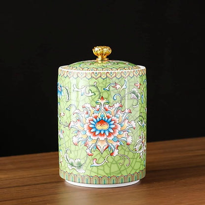 Enamel Ceramic Tea Caddy Tea Canister Tea Storage Container Tins Jar - Image 2