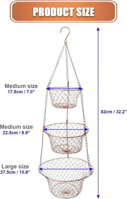 Hanging Fruit Basket – 3 Tier Hanging Baskets - Image 2