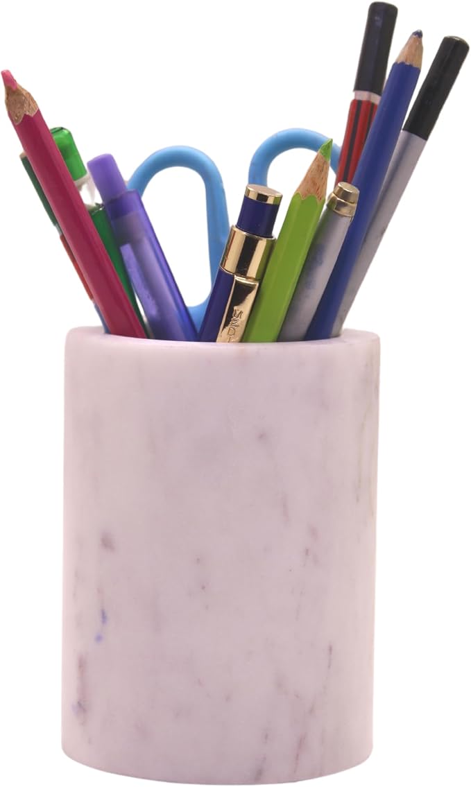 Natural Marble Pencil Pen Holder Stand by KCKULLICRAFT