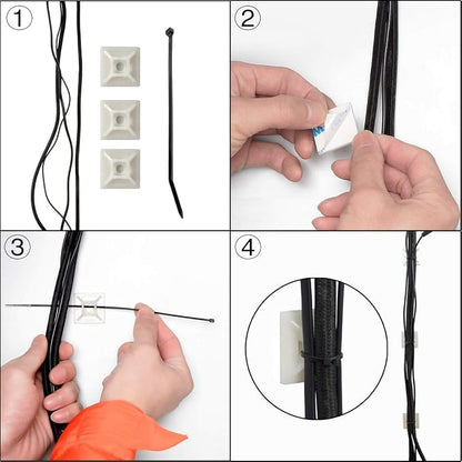 XHF 100 PCS 3/4" White Self Adhesive Cable Zip Tie Mounts Wire Cable Clips - Image 4