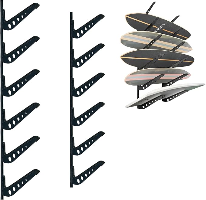 Snowboard Wall Mount, Adjustable 5/6 Board Surfboard Rack, Surfboard Wall by ShouRong