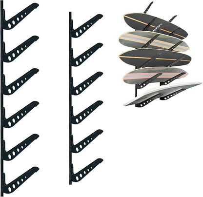 Snowboard Wall Mount, Adjustable 5/6 Board Surfboard Rack, Surfboard Wall by ShouRong