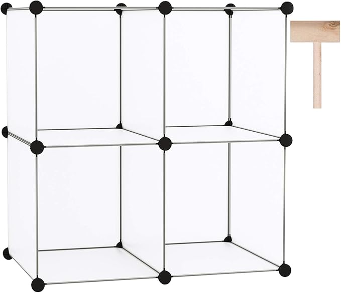 C&AHOME Plastic Cube Storage Organizer, 4-Cube Shelves Units, Portable Closet by CAHOME