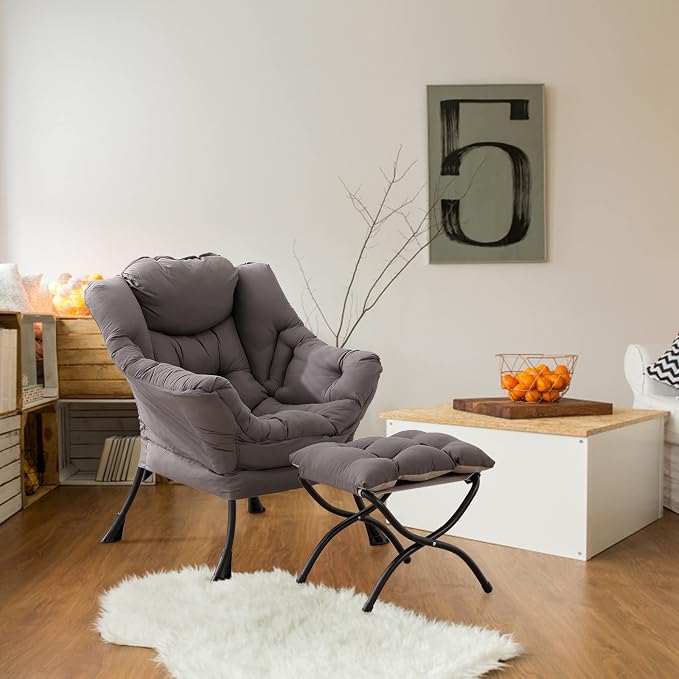 LITA Lazy Chair with Ottoman, Modern Accent Leisure Upholstered Lazy Sofa - Image 10