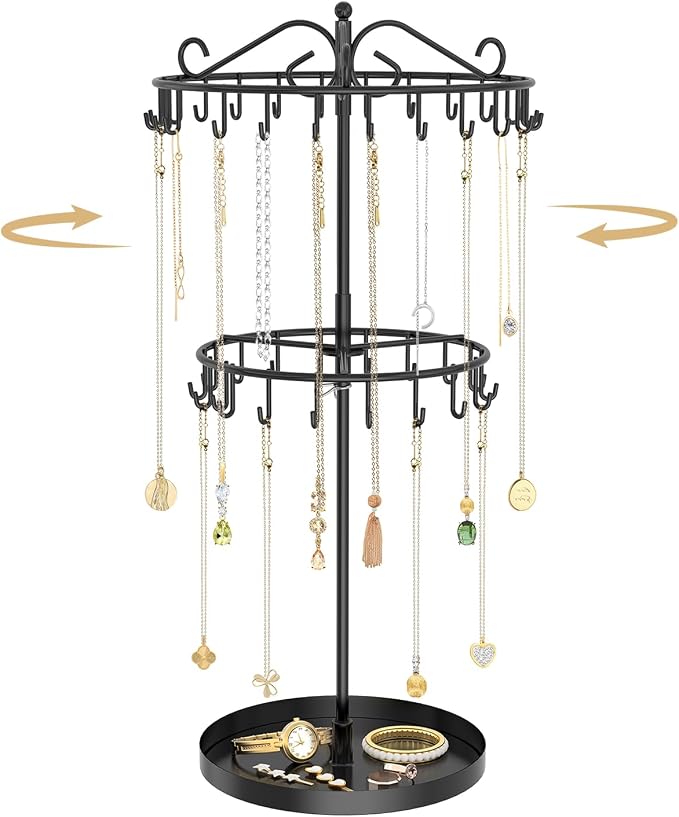 MODOWEY Rotating Necklace Holder Organizer Display Stand by MODOWEY