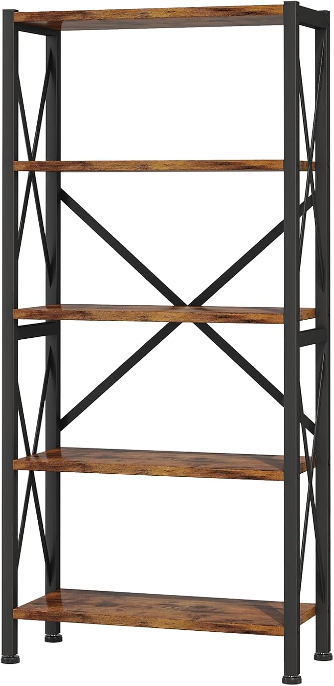 Homeiju 5-Tier Bookshelf, Wood Bookcase, Book Shelf - Image 9