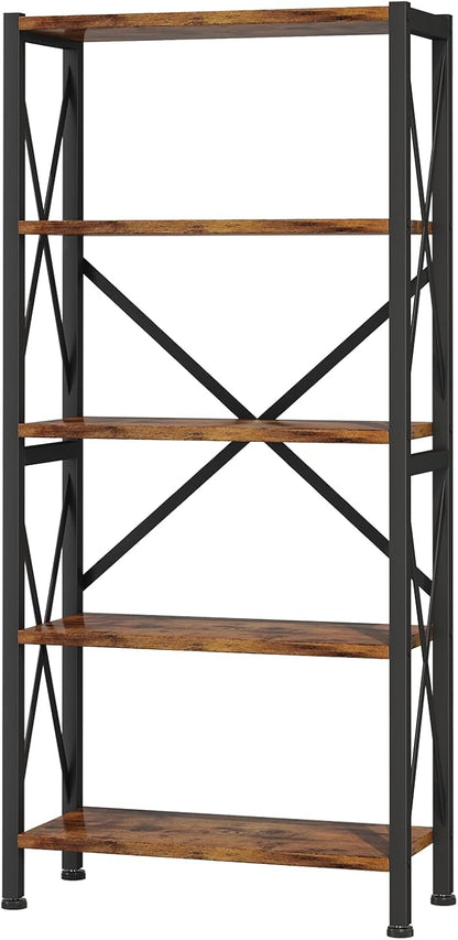 Homeiju 5-Tier Bookshelf, Wood Bookcase, Book Shelf - Image 9