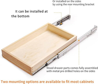 22”W x 21”D x 3”H Soft Close Slide Out Wood Drawer Organizer - Image 5