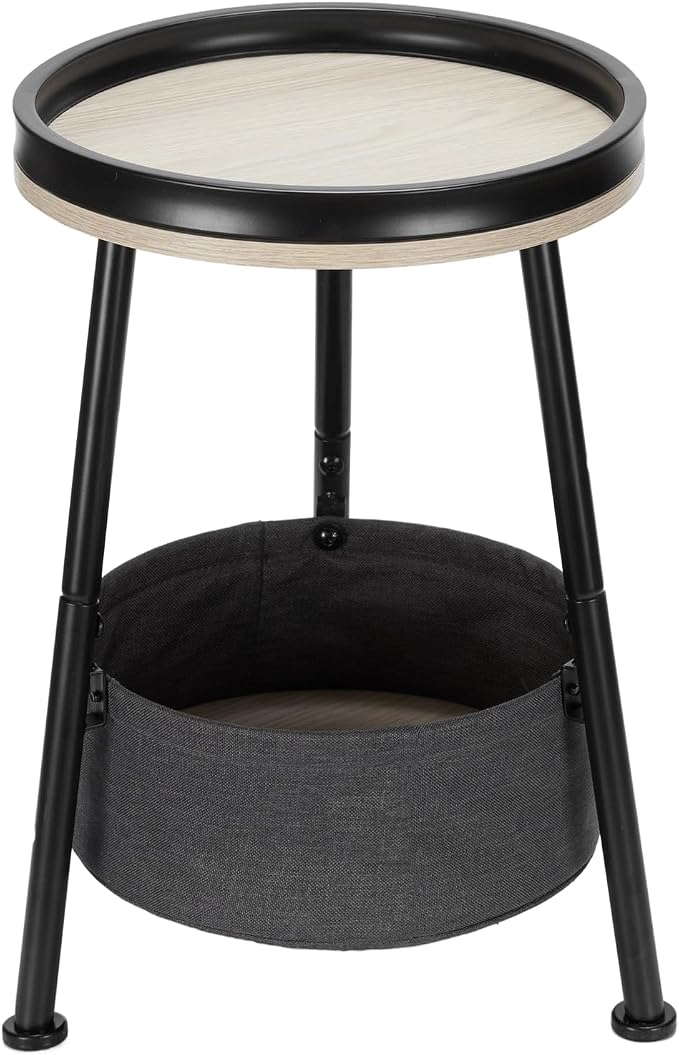 Small Round End Table, 2 Tier Side Table - Image 9