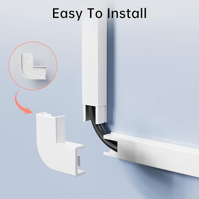Yecaye PVC Wire Covers for Cords on Wall, One-Cord Cable Concealer Kit - Image 5