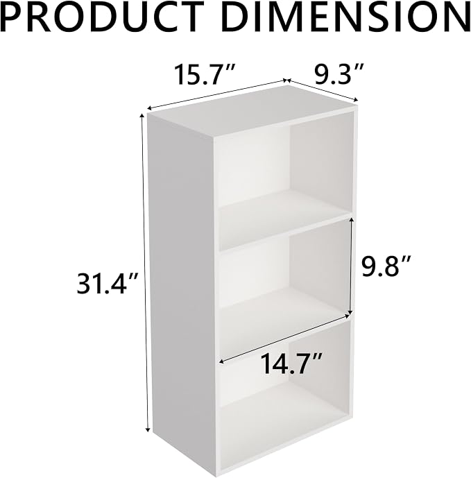 Wooden 3 Cube Storage Organizer, 3 Tier Low Bookcase Freestanding Storage - Image 3