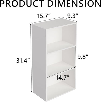 Wooden 3 Cube Storage Organizer, 3 Tier Low Bookcase Freestanding Storage - Image 3