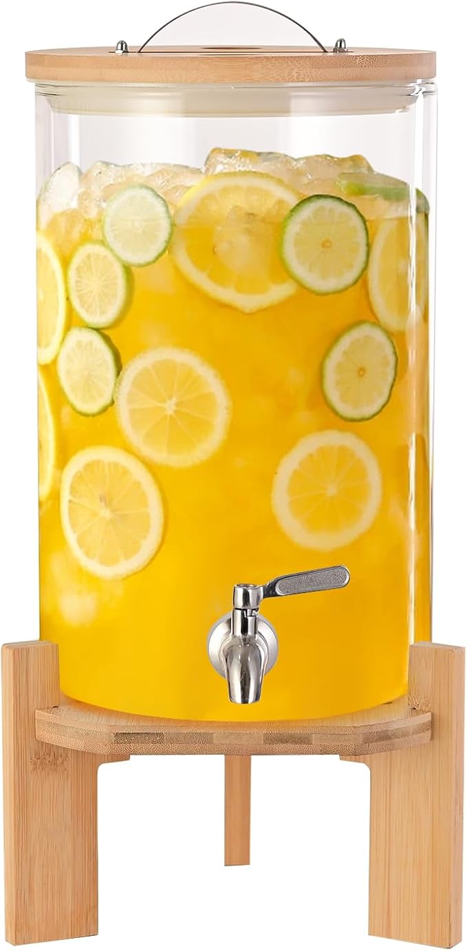 Glass Drink Dispenser, 2 gallons, by Sentingbaix