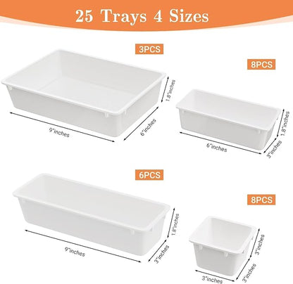 25 PCS Plastic Drawer Organizer Set, 4-Size Versatile Organizer Trays & storage - Image 2