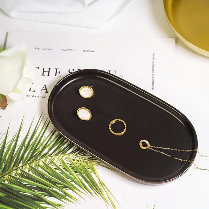 Ceramic Jewelry Dish, Perfume Vanity Tray, 7x4 Decorative Catch All Bowl - Image 2
