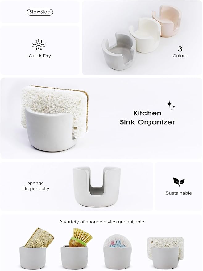 Diatomite Sponge Holder, Quick Dry Stone Sponge Stand - Image 2
