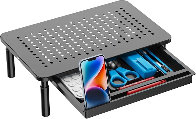 WALI Dual Monitor Stand with Storage, Desk Monitor Riser 3 Height Adjustable by WALI