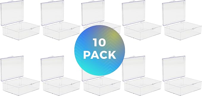 10-Pack Clear Hinged Plastic Containers, Keepsake Storage Boxes, 3 1/2" L x 2 - Image 2