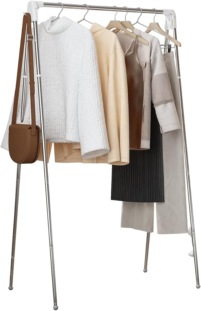 Upgraded Travel Garment Rack, Stainless Steel Portable Clothes Rack Collapsible by WelcometoHeekaby