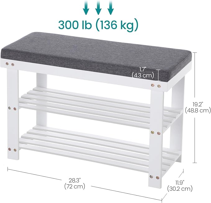 SONGMICS Bamboo Shoe Bench, 3-Tier Shoe Rack Organizer - Image 3
