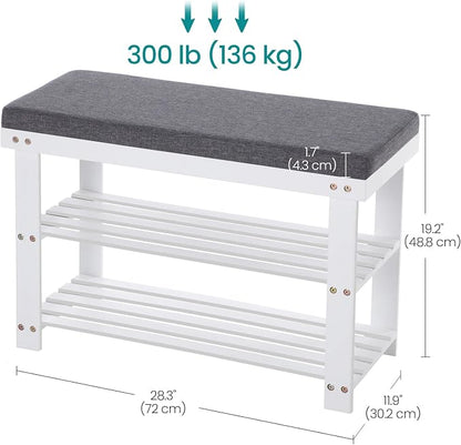 SONGMICS Bamboo Shoe Bench, 3-Tier Shoe Rack Organizer - Image 3