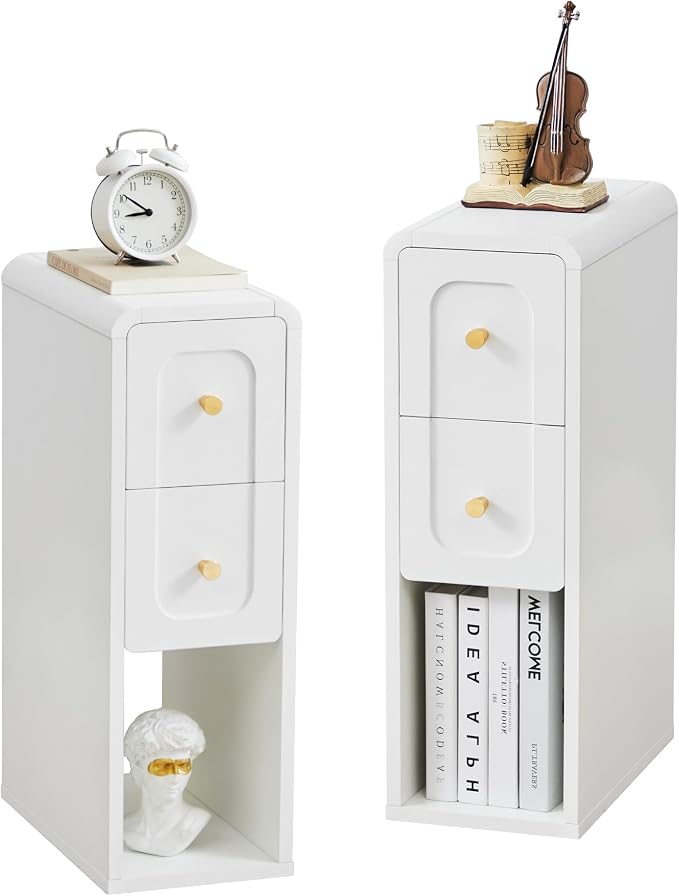 Small Nightstand Set of 2, Wooden Narrow Nightstands by MAHYIZYI-SimpleFashionable