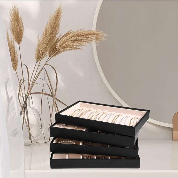 LANDICI Stackable Jewelry Organizer Trays 4 Set, PU Leather Jewelry Organizer - Image 5