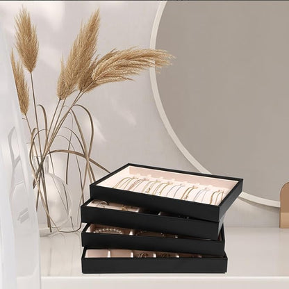 LANDICI Stackable Jewelry Organizer Trays 4 Set, PU Leather Jewelry Organizer - Image 5