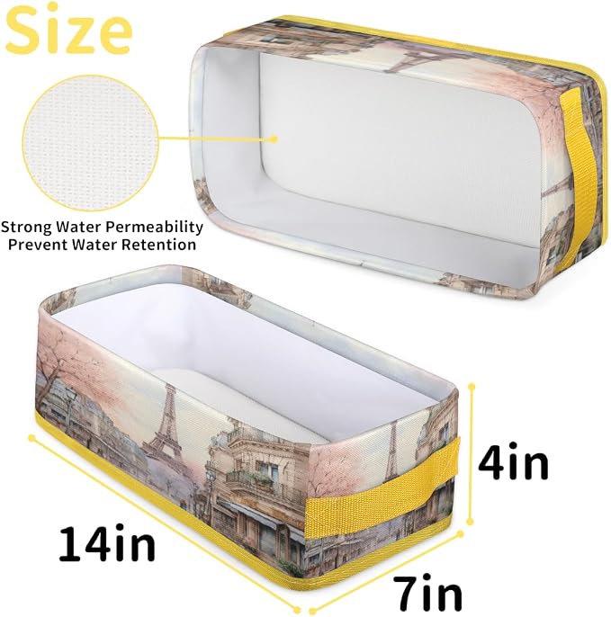 Paris Tower Architecture Bathroom Storage Basket, Foldable - Image 2