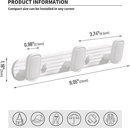 Coat Rack Wall Mount White, 3 Hooks Rack Metal Coat Hanger Wall - Image 5