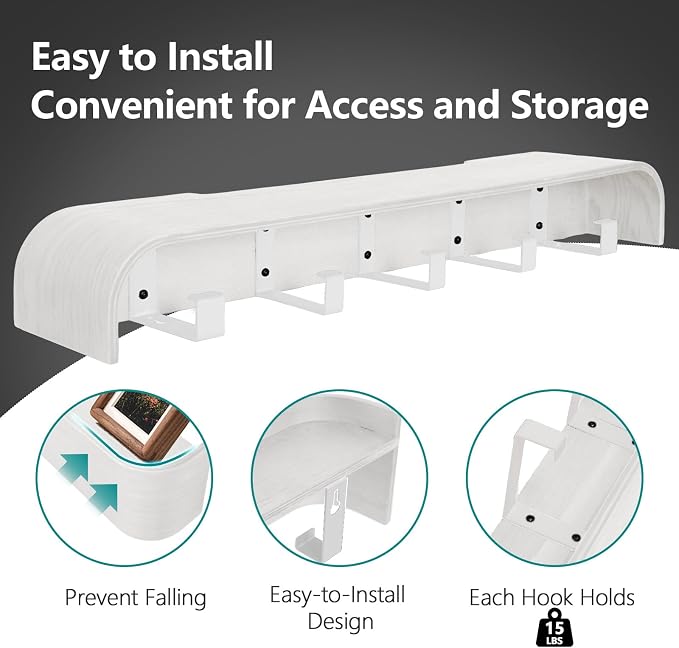 Coat Rack Wall Mount with Hidden Hooks Modern Key Holder Wood Entryway Hook - Image 4