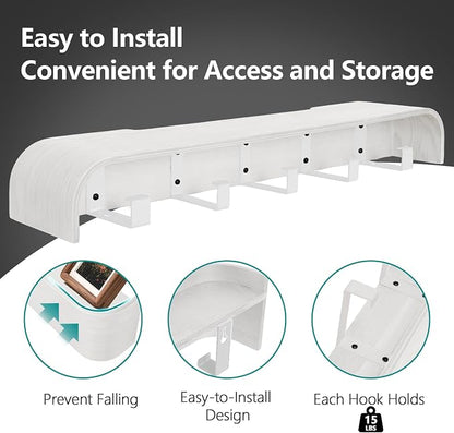 Coat Rack Wall Mount with Hidden Hooks Modern Key Holder Wood Entryway Hook - Image 4