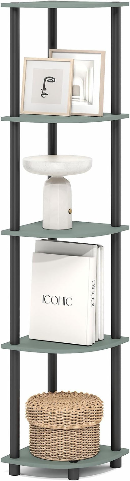 Furinno Turn-N-Tube Corner Shelf, 5-Tier Corner Bookshelf, Open Storage Shelves by Furinno-FitsYourSpaceFitsYourBudget