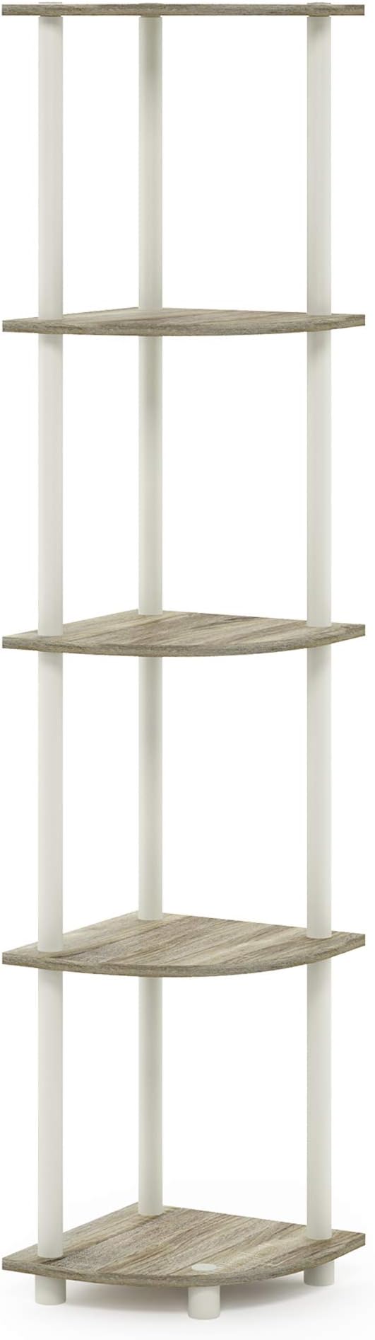 Furinno TURN-N-TUBE Corner Shelf, 5-Tier Corner Bookshelf, Open Storage Shelves - Image 8